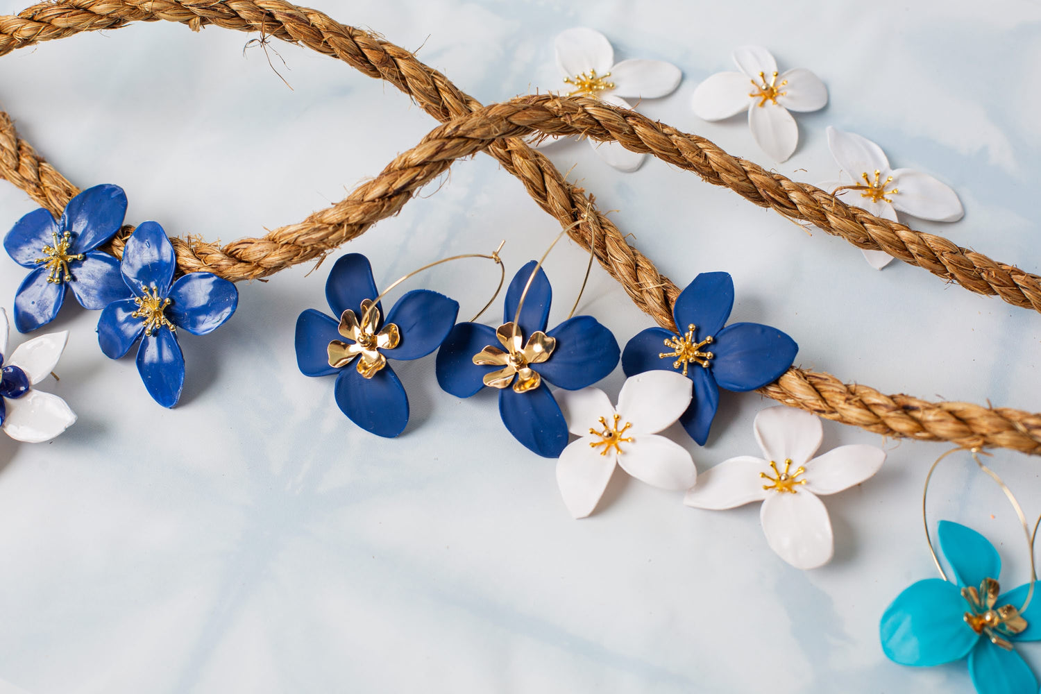 Marine Blue Charleston Flower Earring