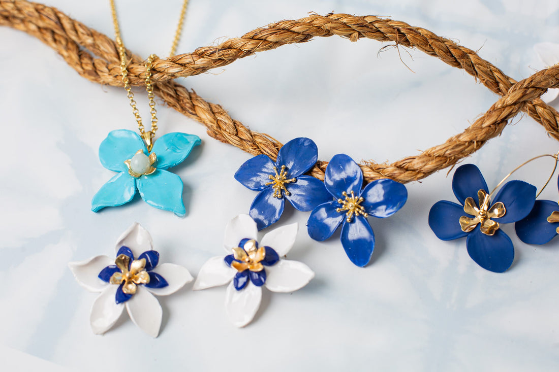 French Blue Charleston Flower Earring