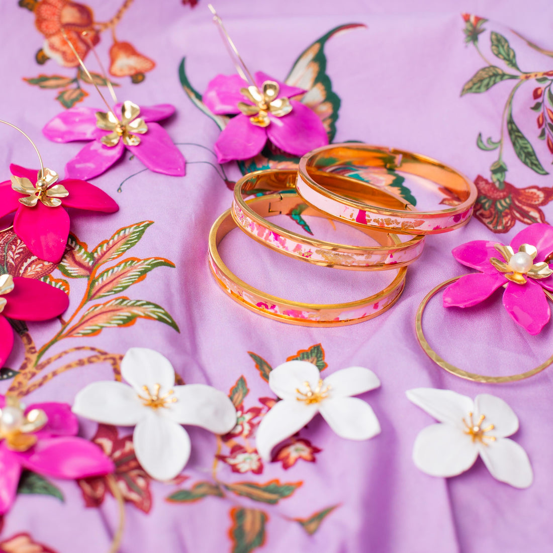 Fuscia Pink Charleston Flower Earring
