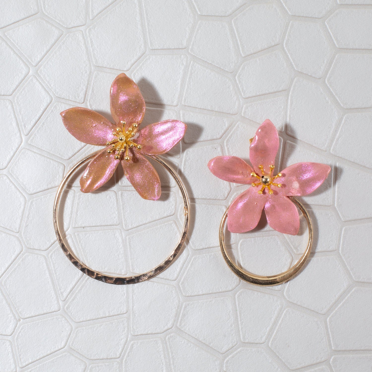 Amalia Floral Gold Hoop Statement Earring