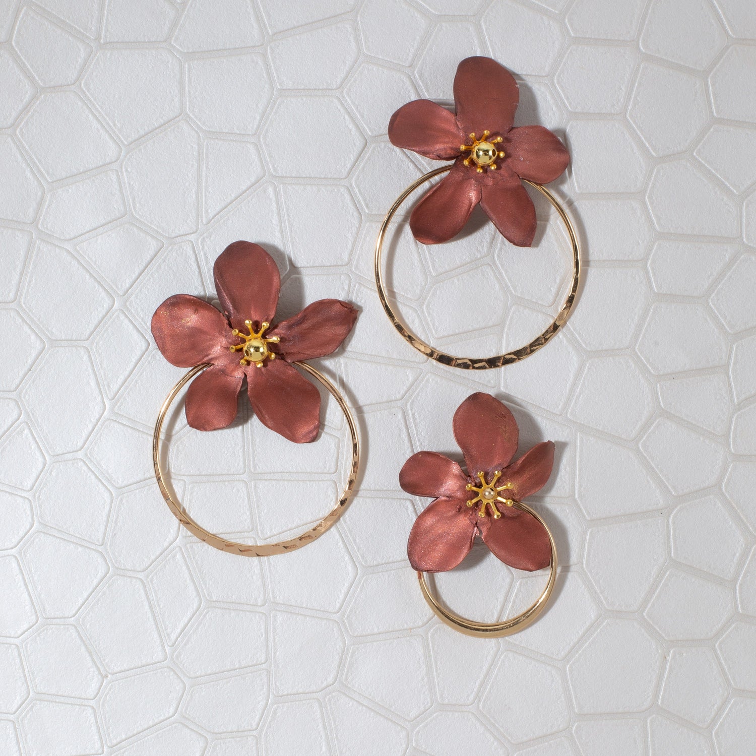 Amalia Floral Gold Hoop Statement Earring