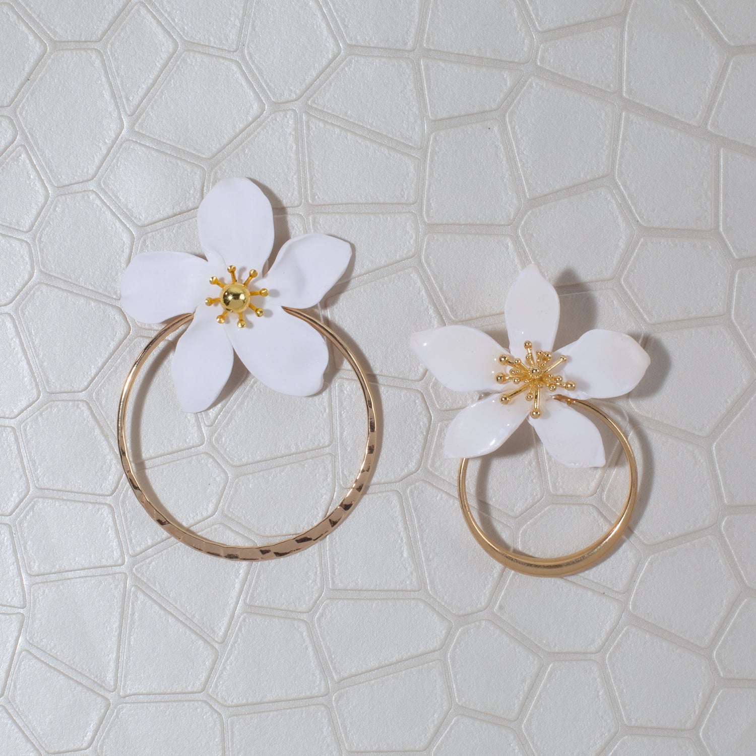 Amalia Floral Gold Hoop Statement Earring