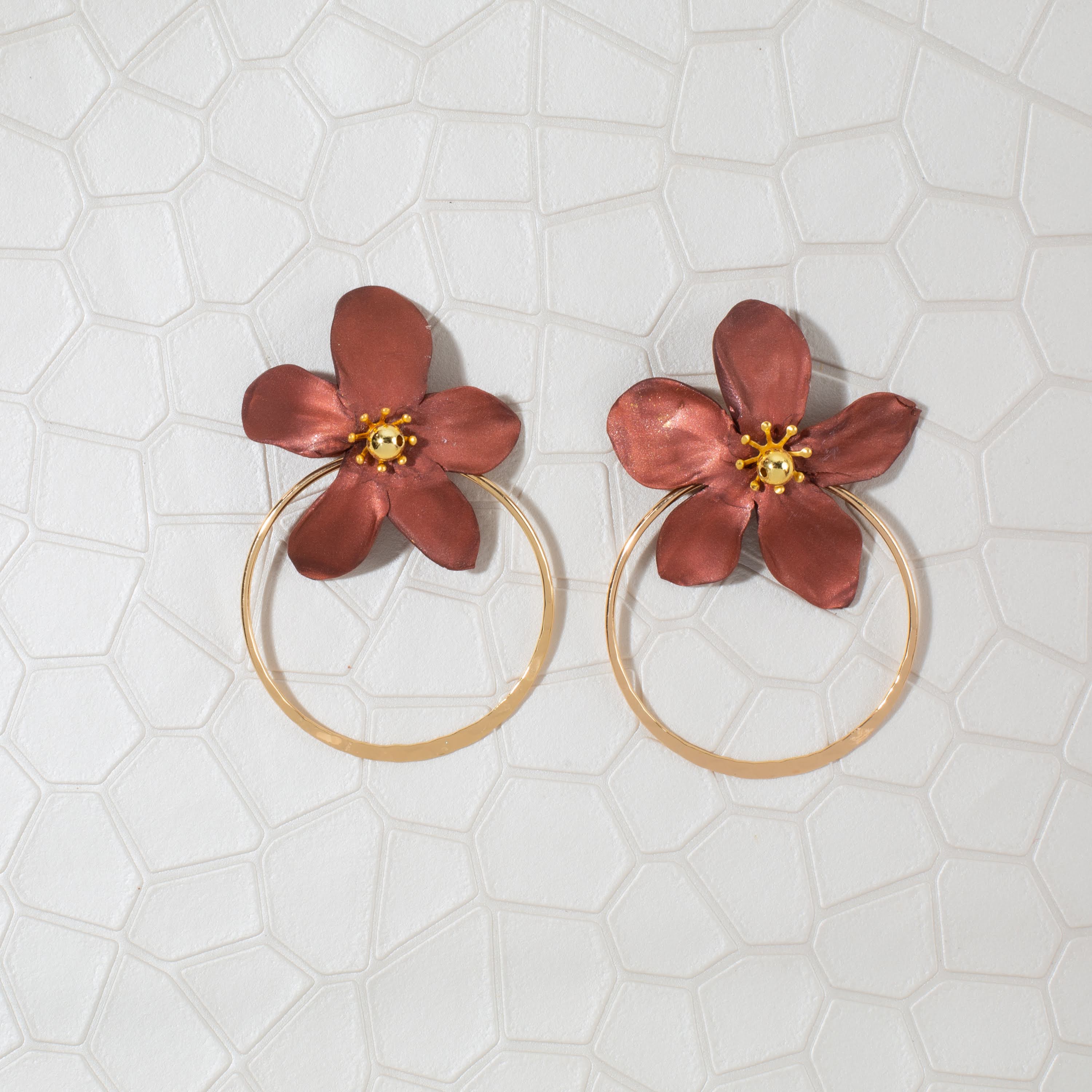 Amalia Floral Gold Hoop Statement Earring