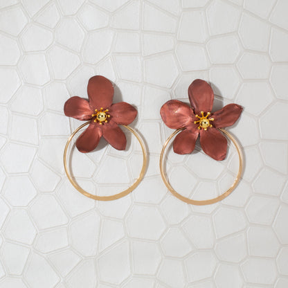 Amalia Floral Gold Hoop Statement Earring