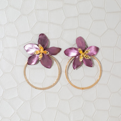 Amalia Floral Gold Hoop Statement Earring