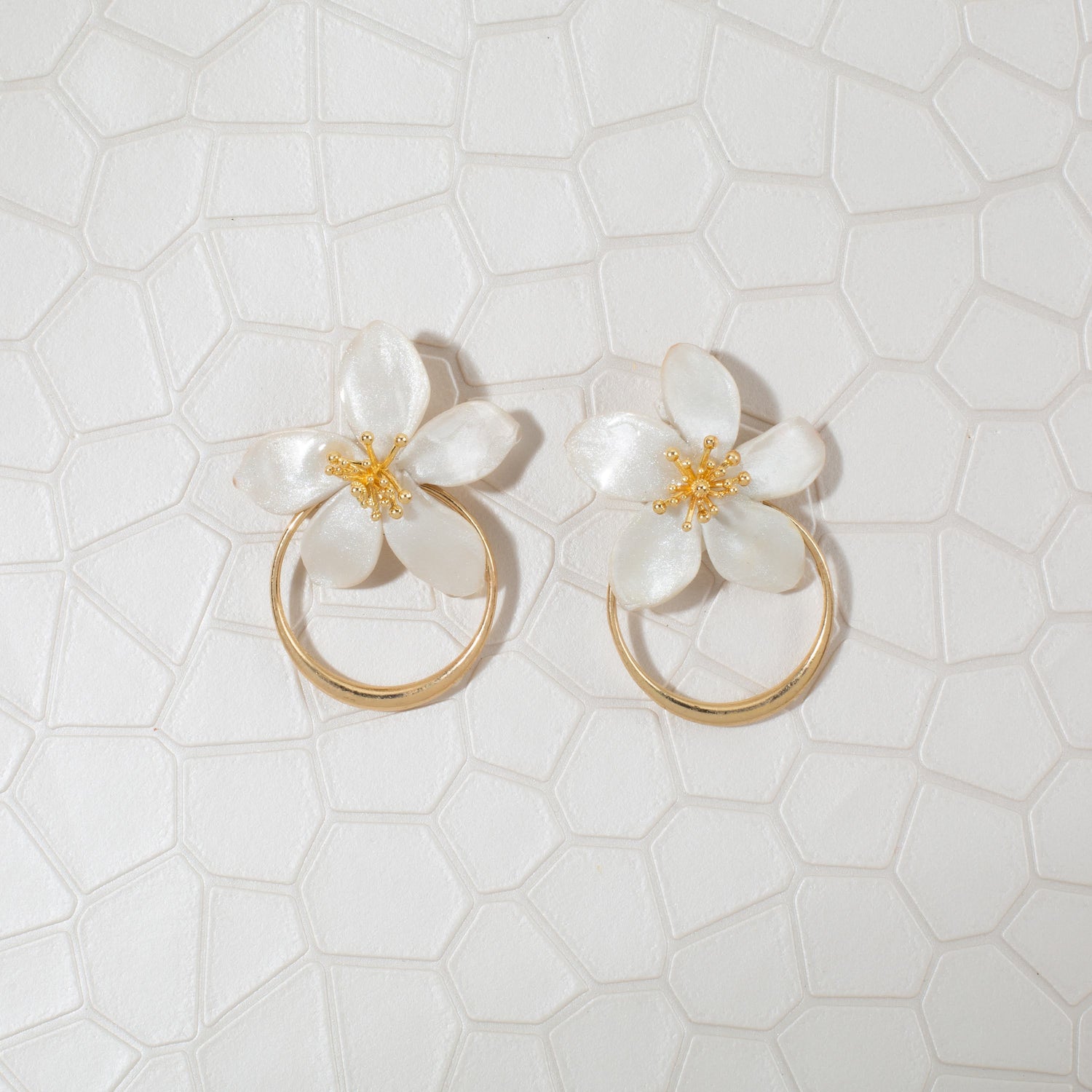 Amalia Floral Gold Hoop Statement Earring