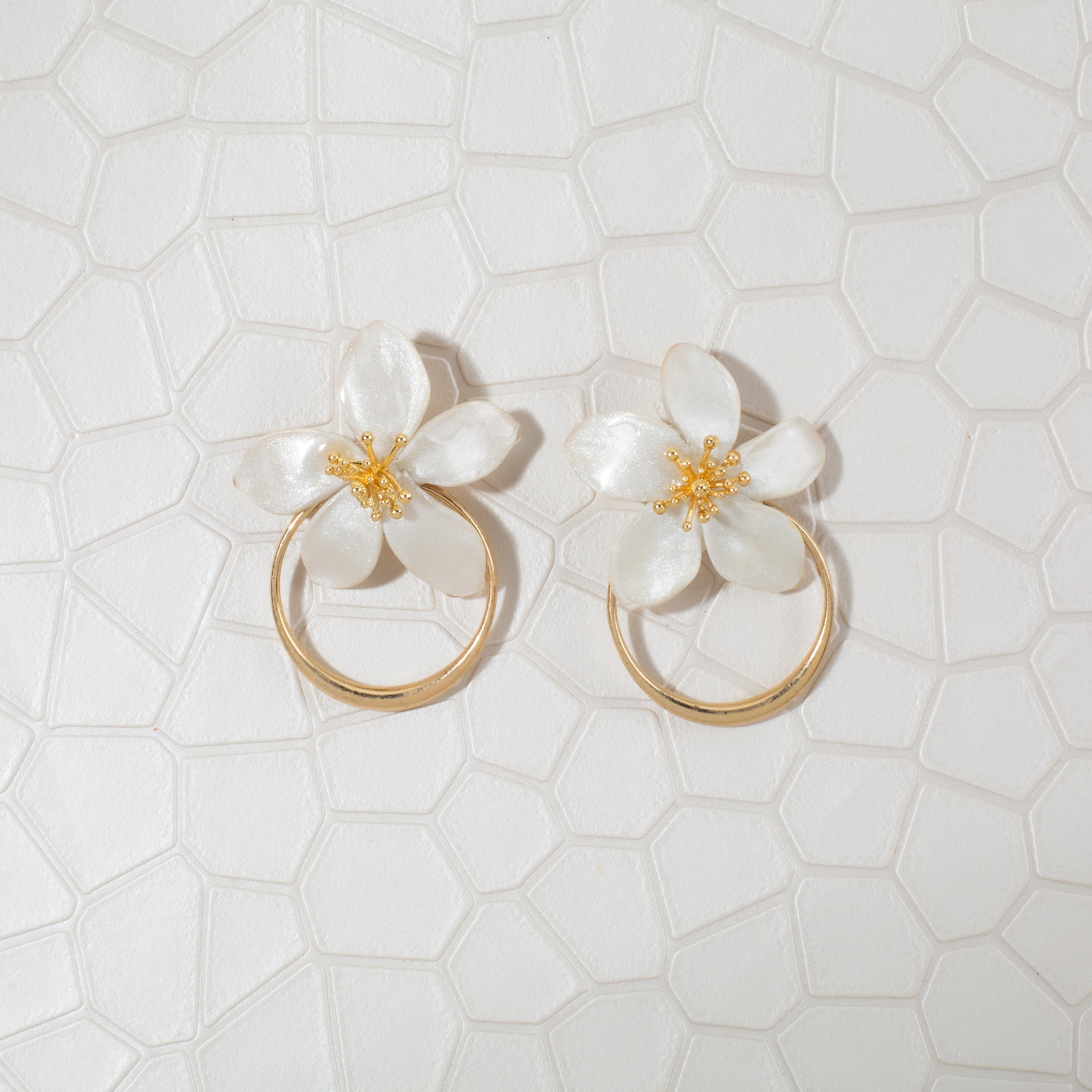 Amalia Floral Gold Hoop Statement Earring