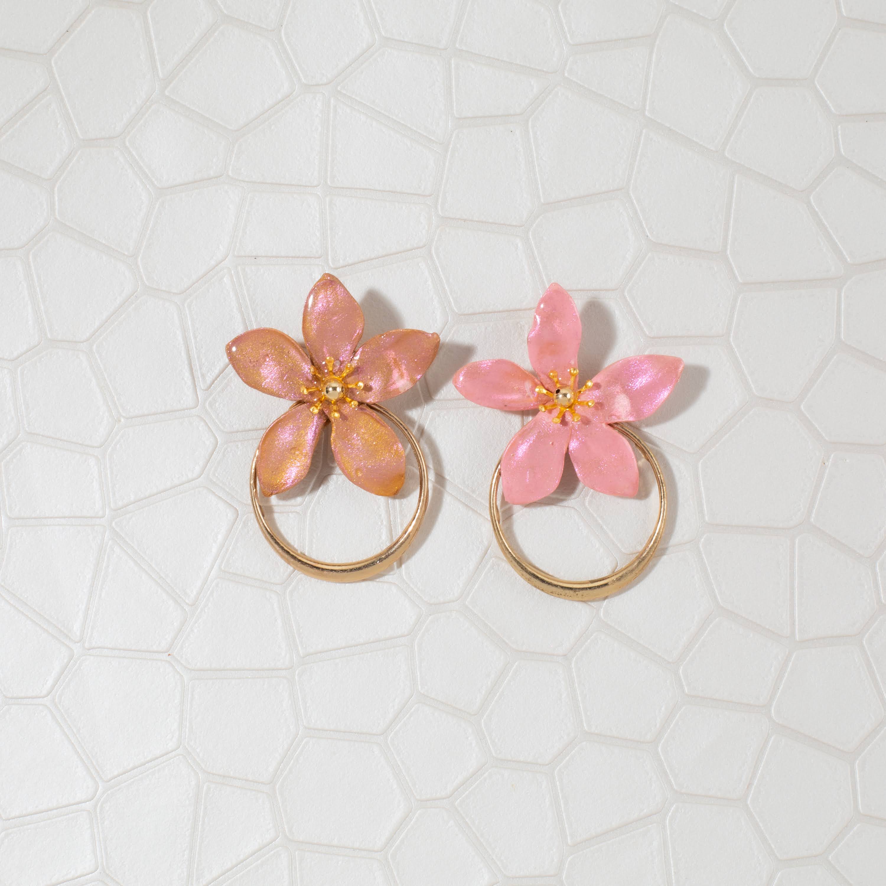 Amalia Floral Gold Hoop Statement Earring