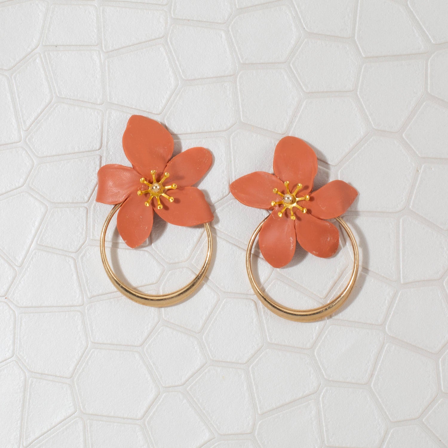 Amalia Floral Gold Hoop Statement Earring