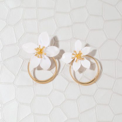 Amalia Floral Gold Hoop Statement Earring