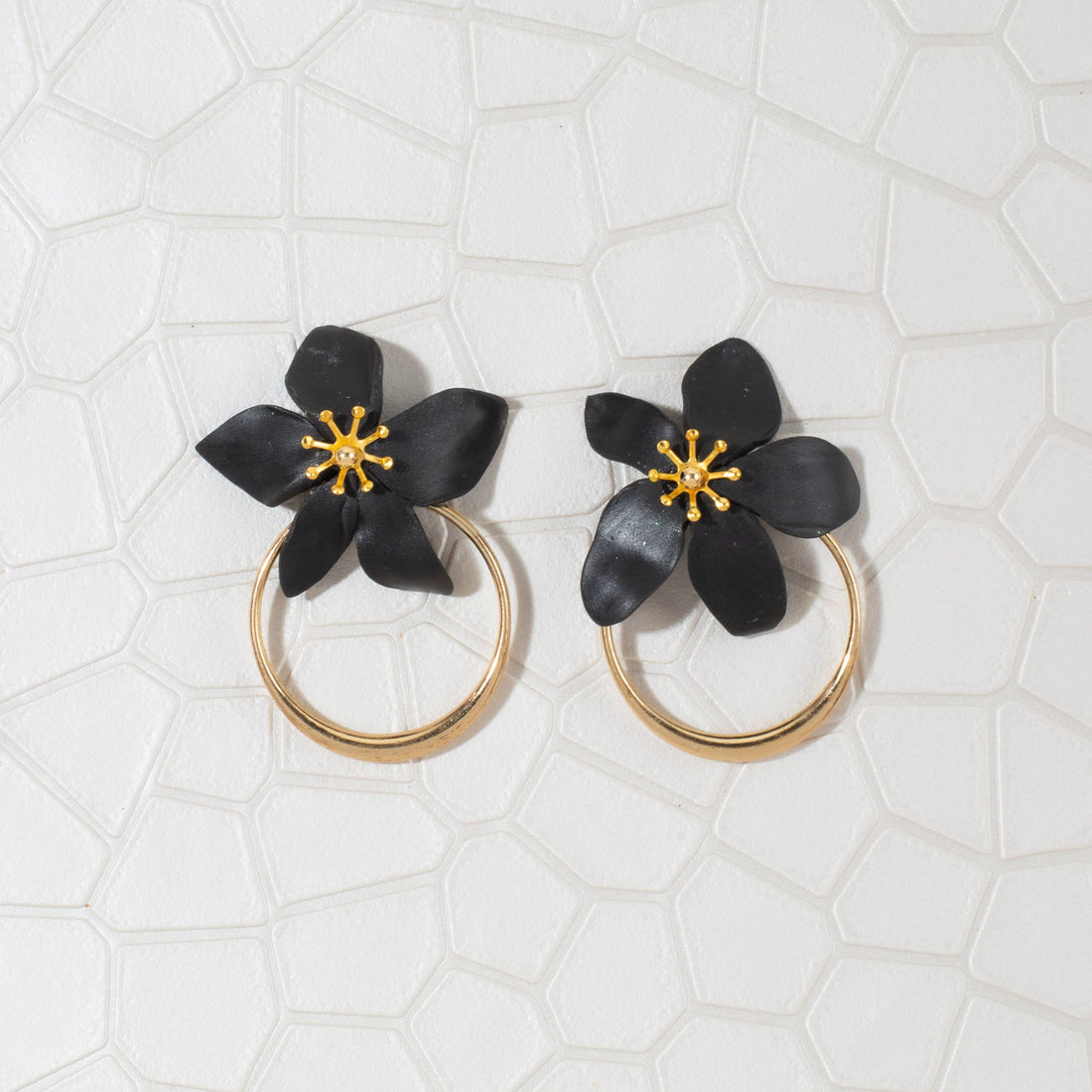 Amalia Floral Gold Hoop Statement Earring