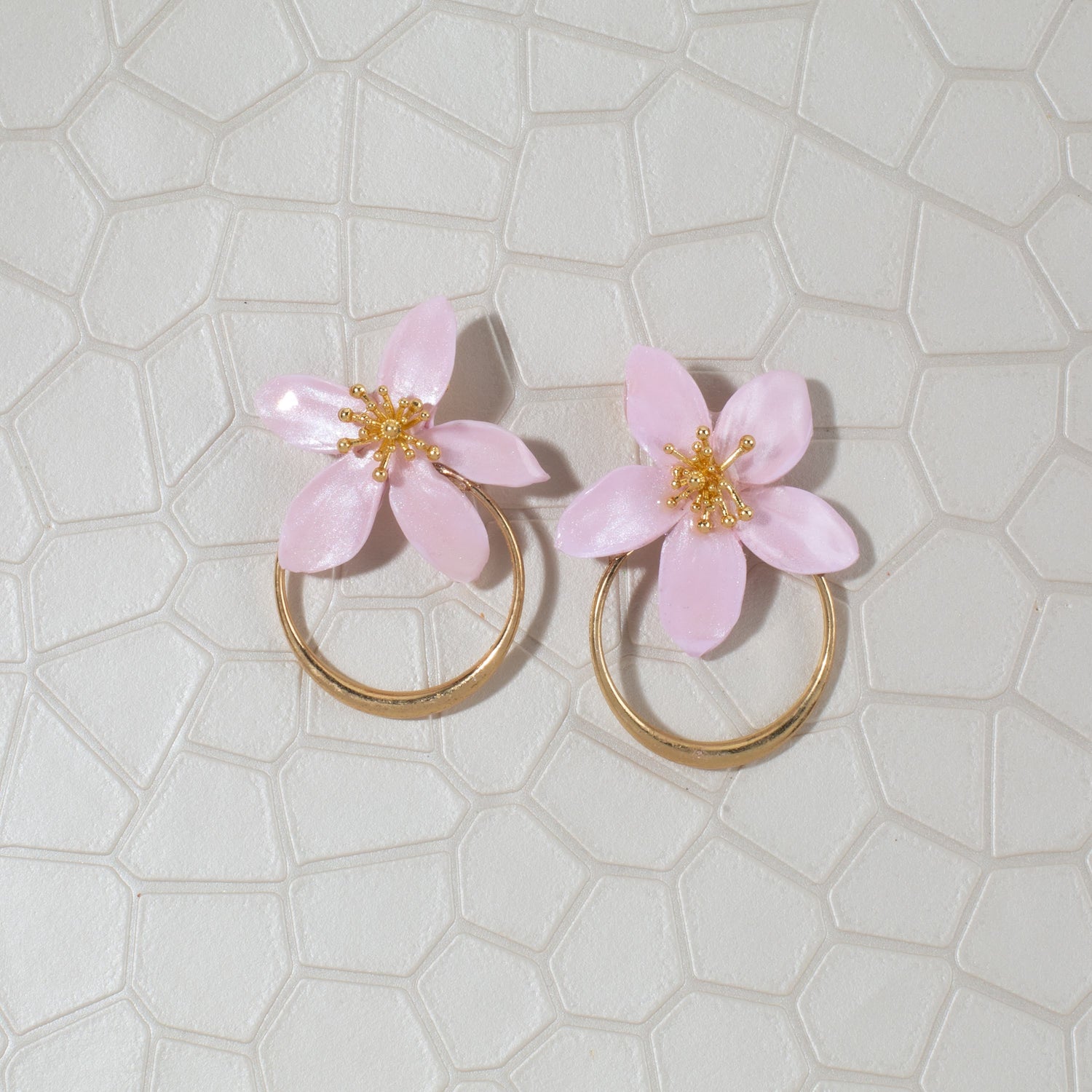 Amalia Floral Gold Hoop Statement Earring