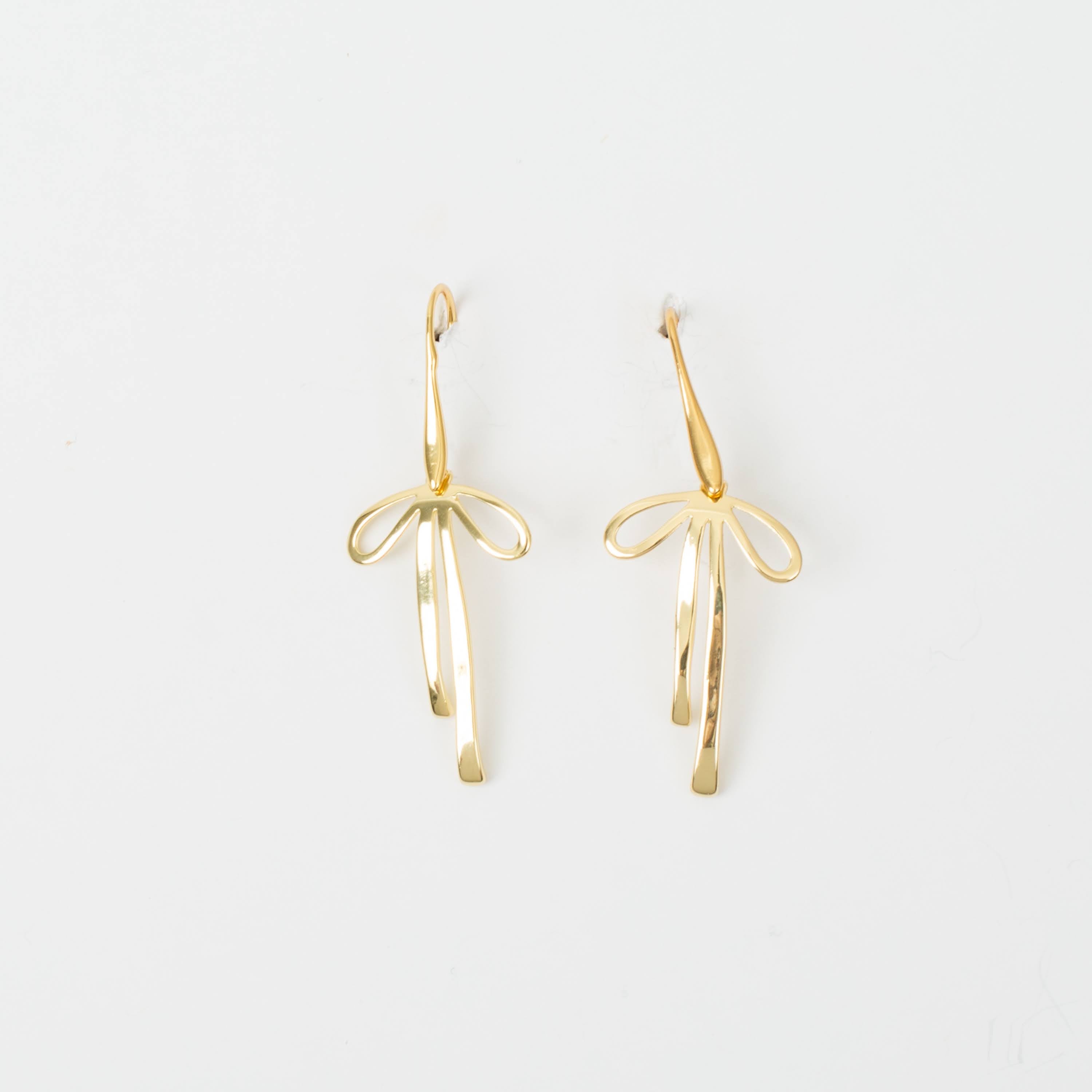 Gold Bow Drop Earring