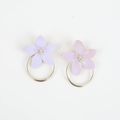Amalia Floral Silver Hoop Statement Earring