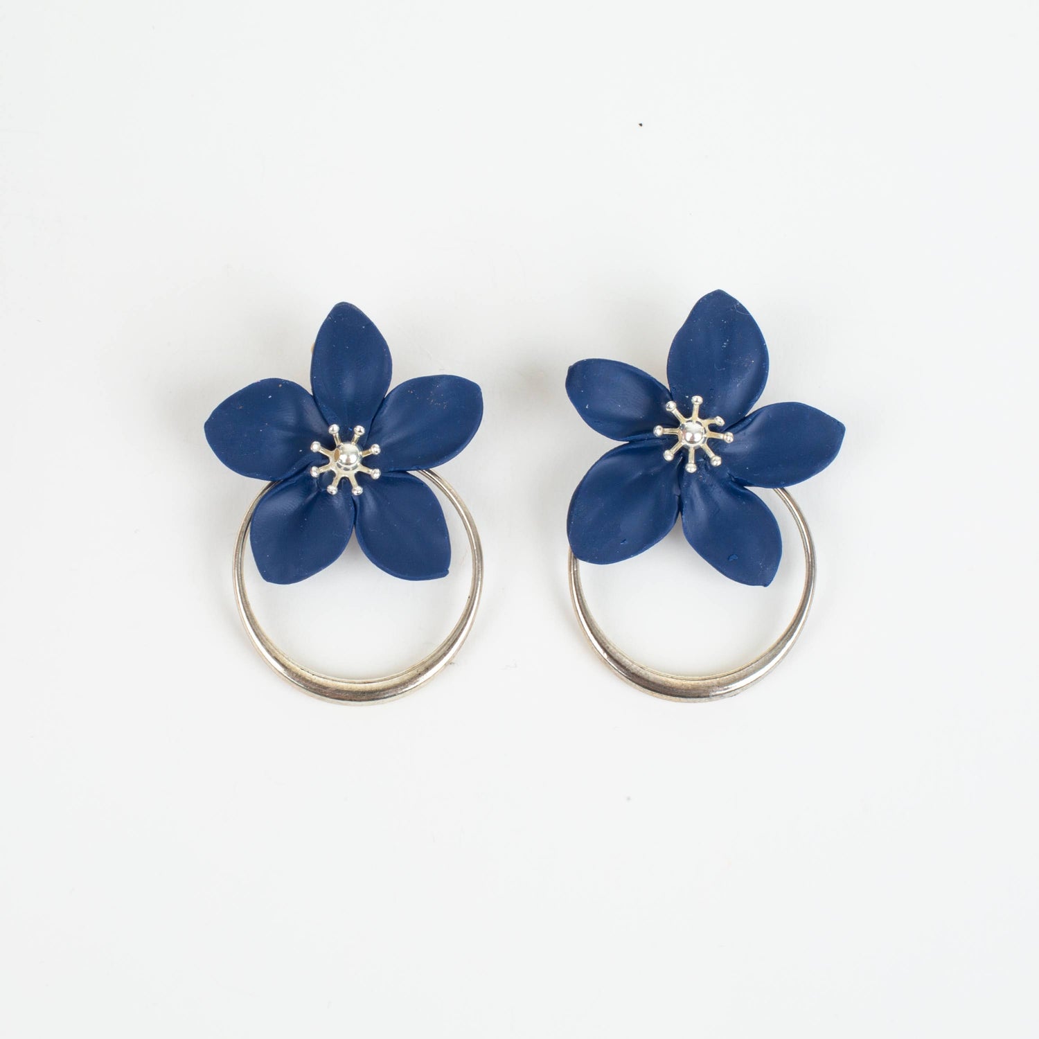 Amalia Floral Silver Hoop Statement Earring
