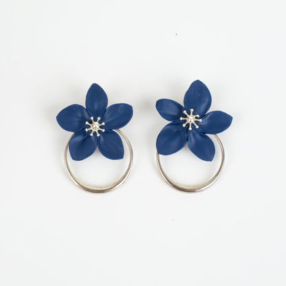 Amalia Floral Silver Hoop Statement Earring