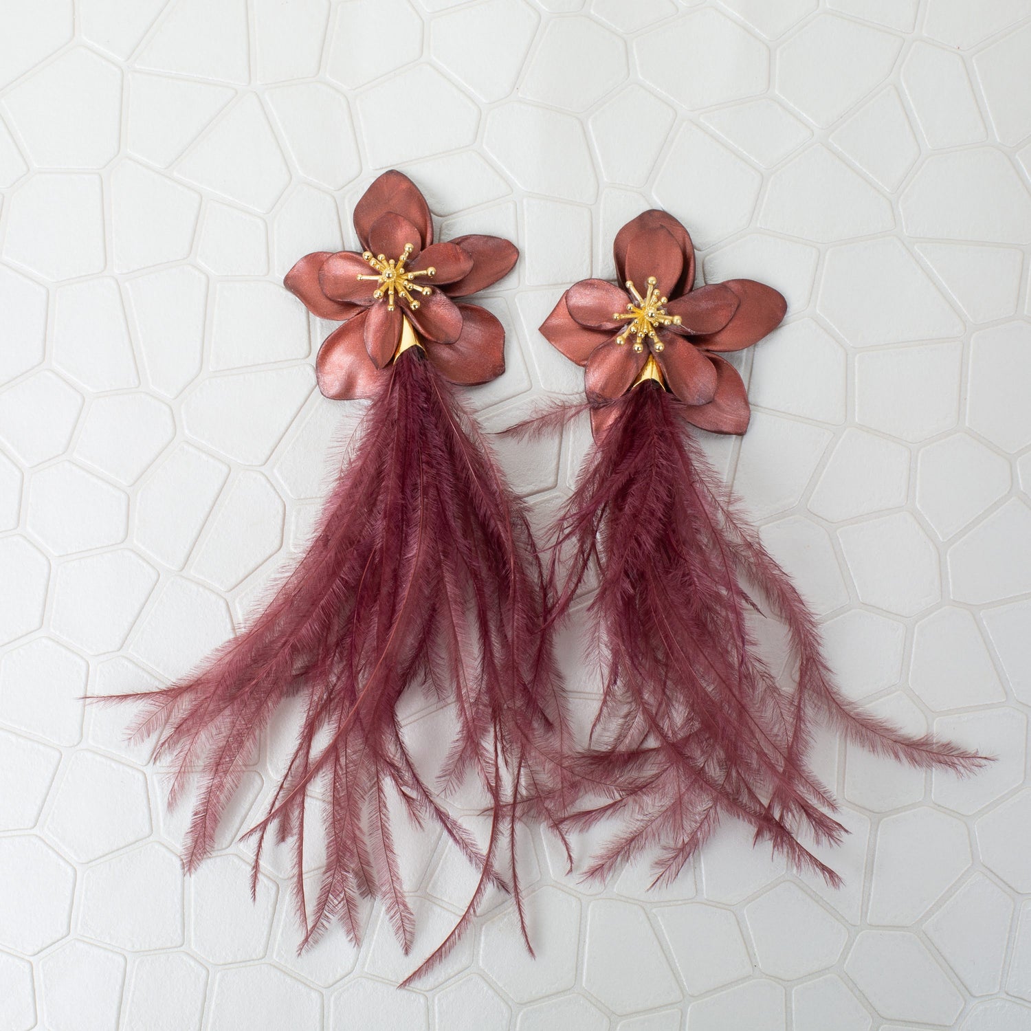 Gardiner Floral Feather Statement Earring