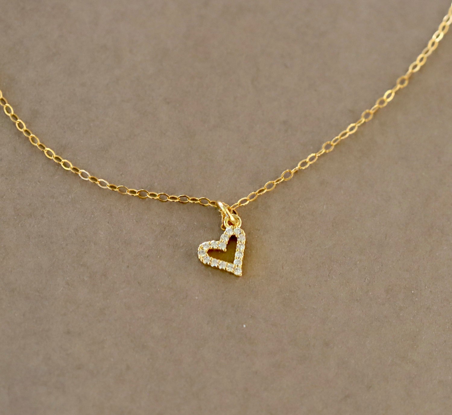 Petite Pave Heart Pendant Necklace