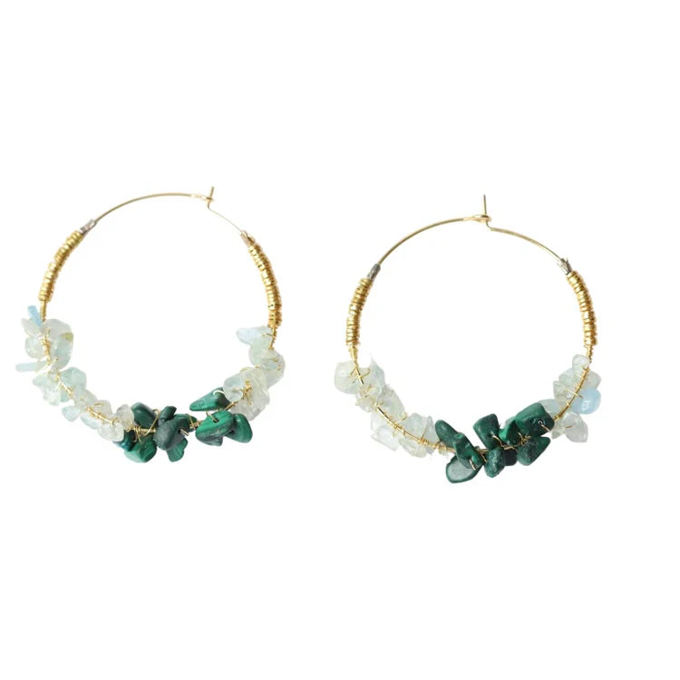 Moorea Gemstone  Hoop Earring