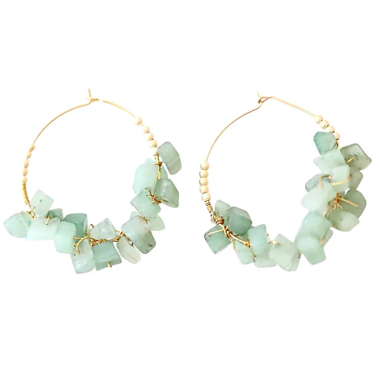 Moorea Gemstone  Hoop Earring