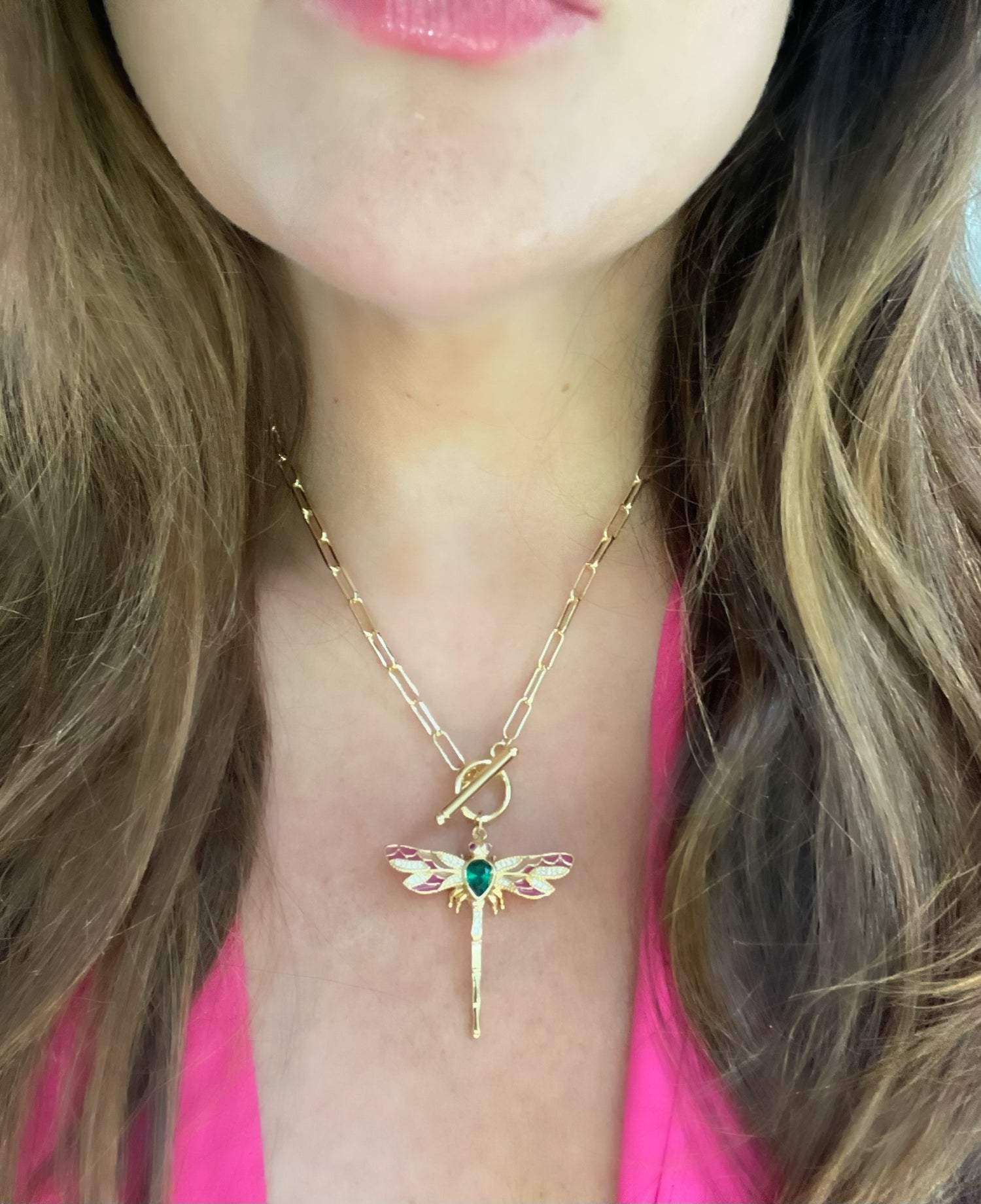 Dragonfly Statement Toggle Necklace