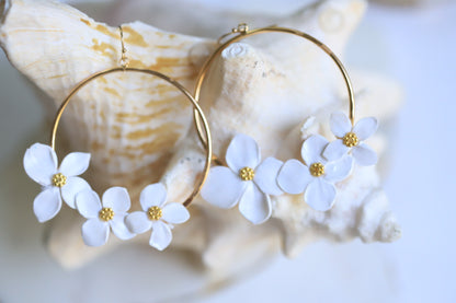 Nantucket Flower Gold Hoop - Summer Whites