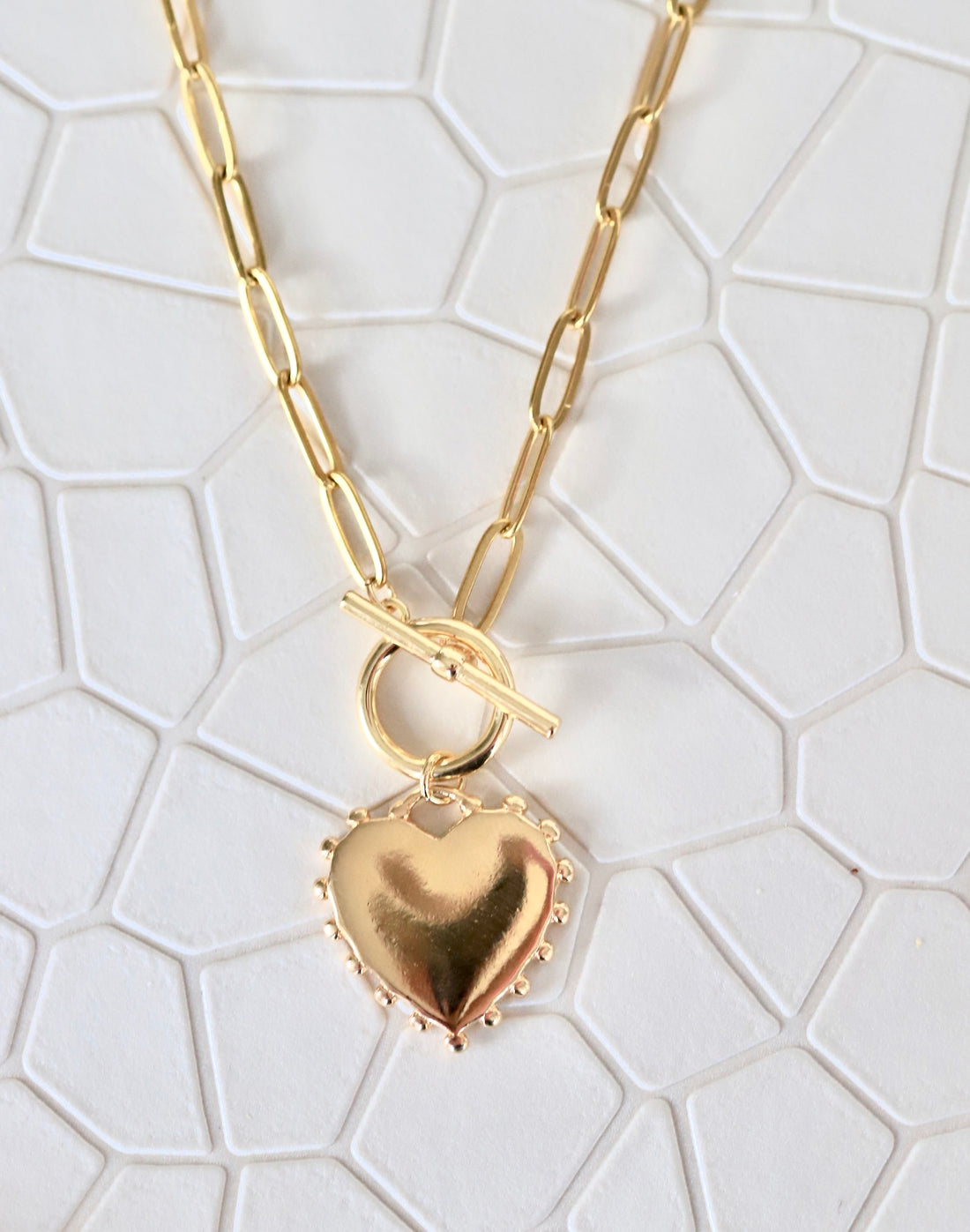 Dotted Heart Toggle Statement Necklace