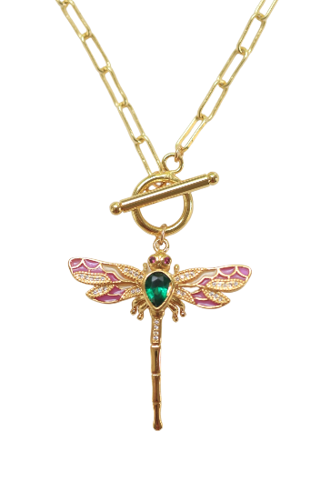 Dragonfly Statement Toggle Necklace