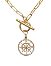 Load image into Gallery viewer, Summer White Enamel 18k Gold Compass Necklace
