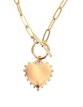 Dotted Heart Toggle Statement Necklace