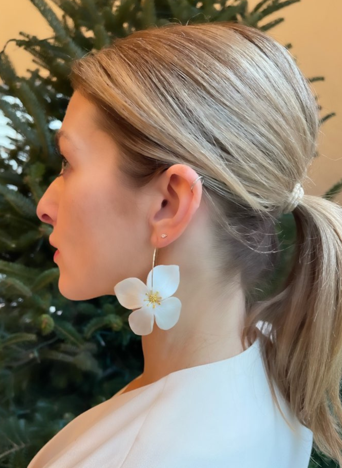 Flower Hoop Earrings in Pink by NINFA HANDMADE – New Classics Studios